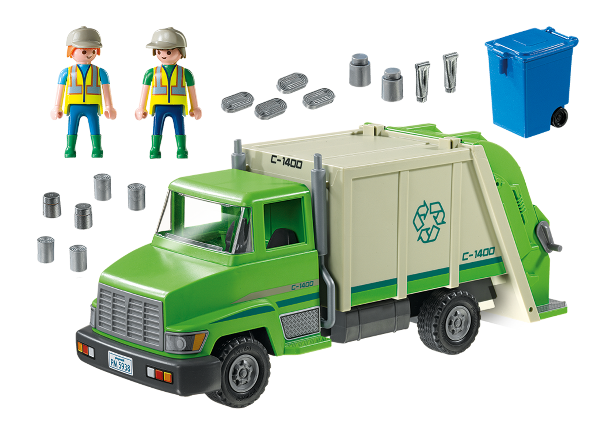 playmobil green recycling truck