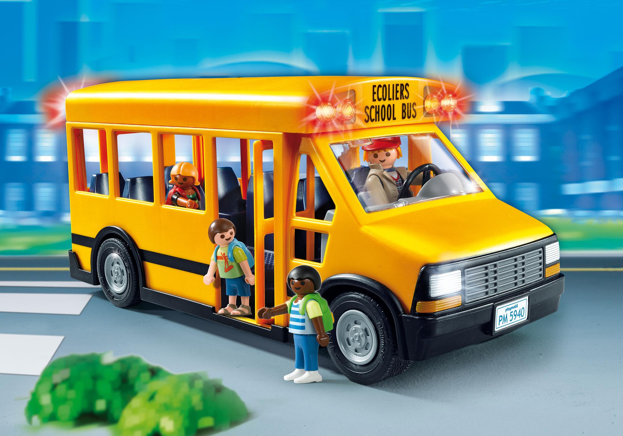 playmobil school bus with flashing lights