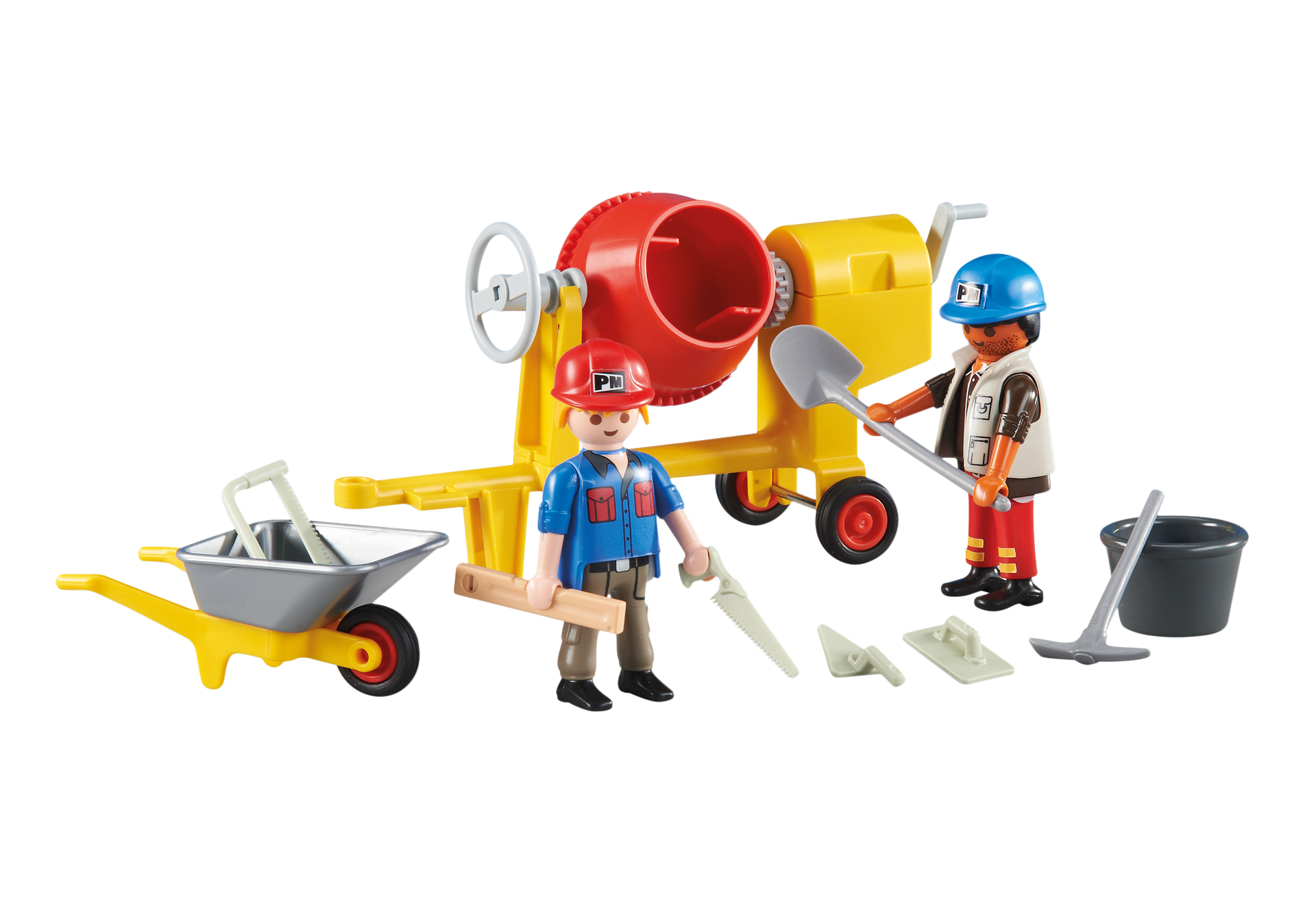 Playmobil FigurenSpace2x Bauarbeiter mit Presslufthammer & Pylonen 