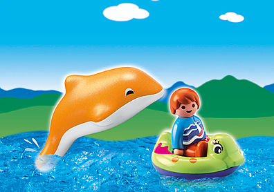 6762-A Garçon avec dauphin et bouée detail image 1