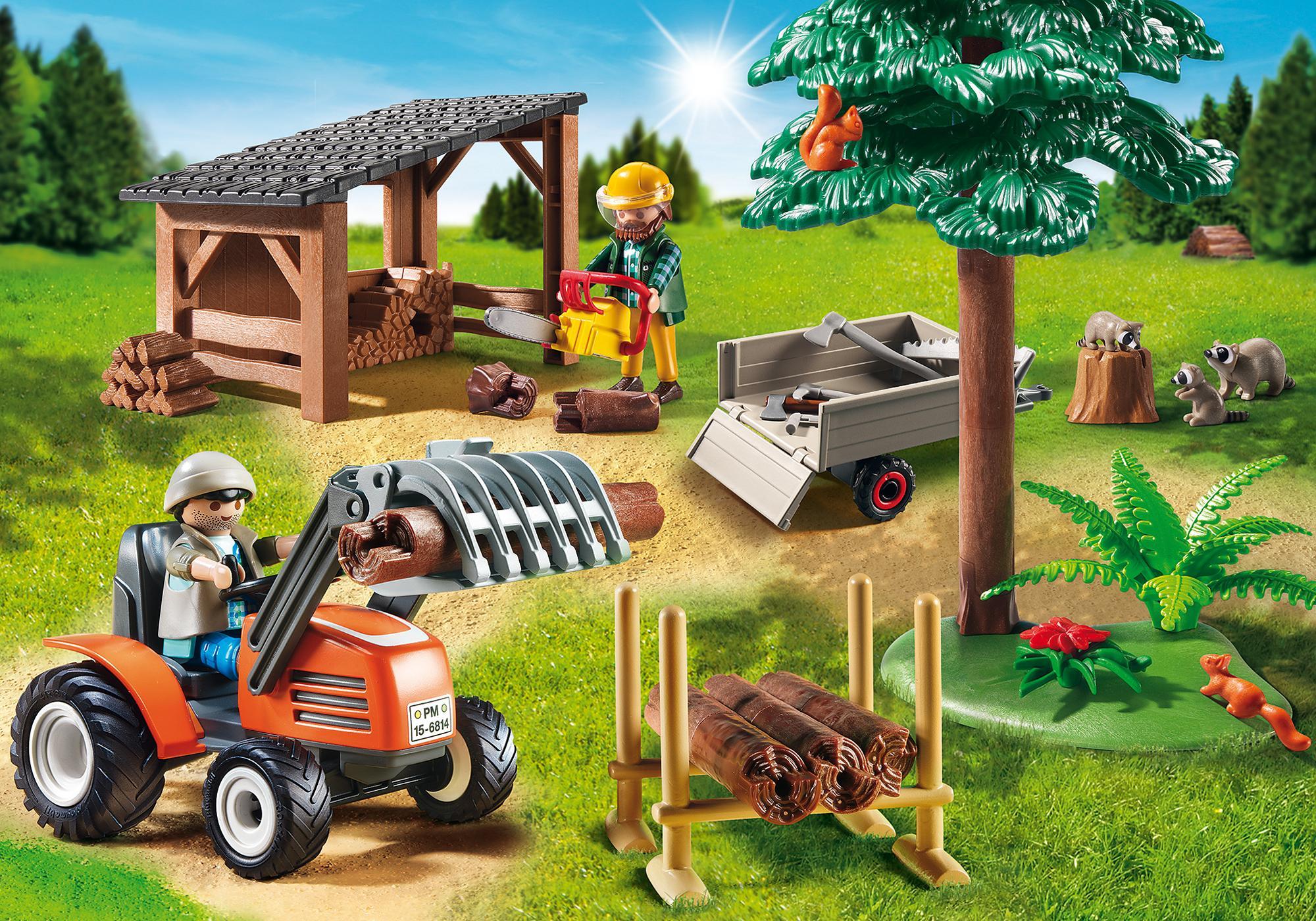 playmobil timber truck with crane