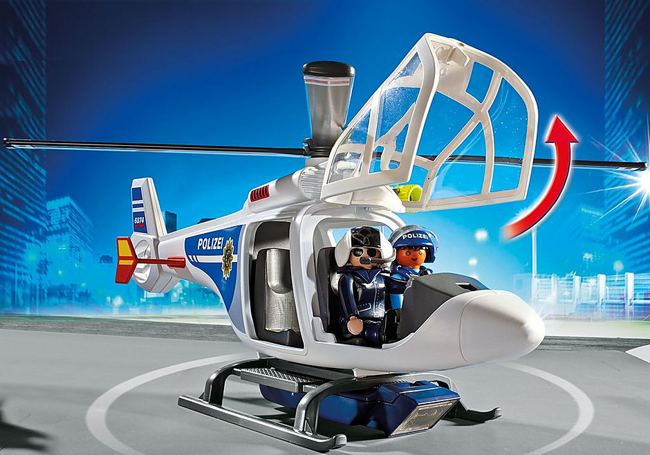 6874 Police Helicopter with LED Searchlight detail image 5