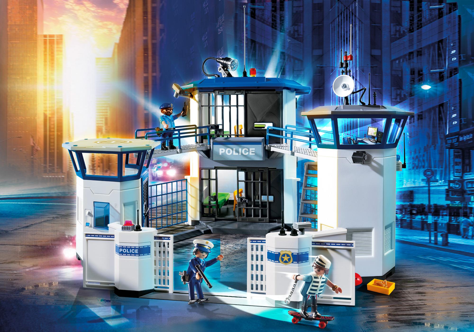 playmobil city action 6919 commissariat de police avec prison