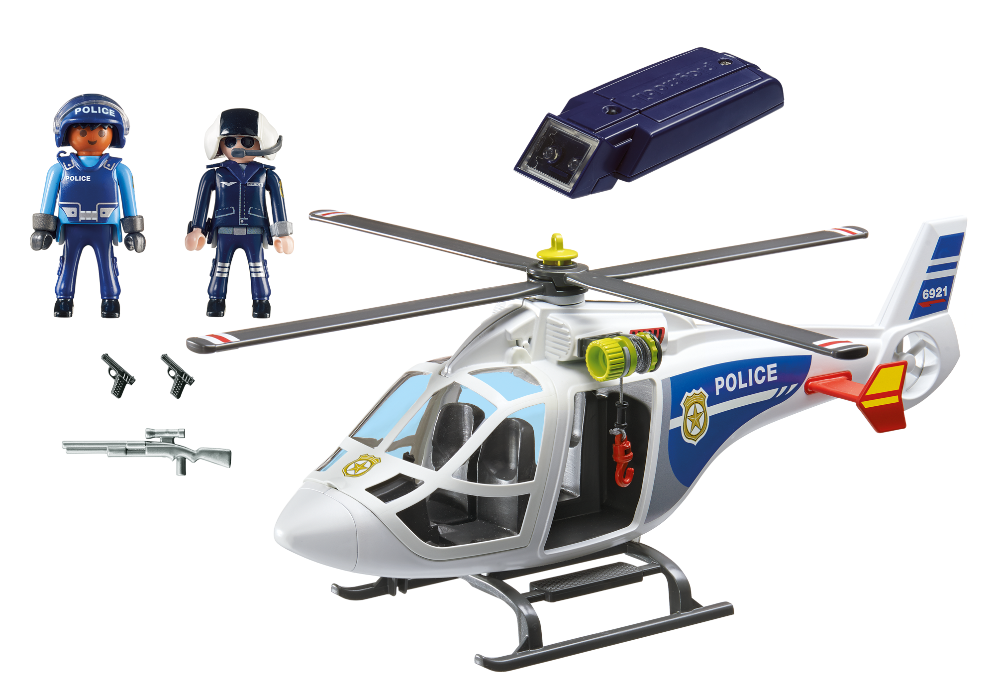 hélicoptère de police avec projecteur playmobil