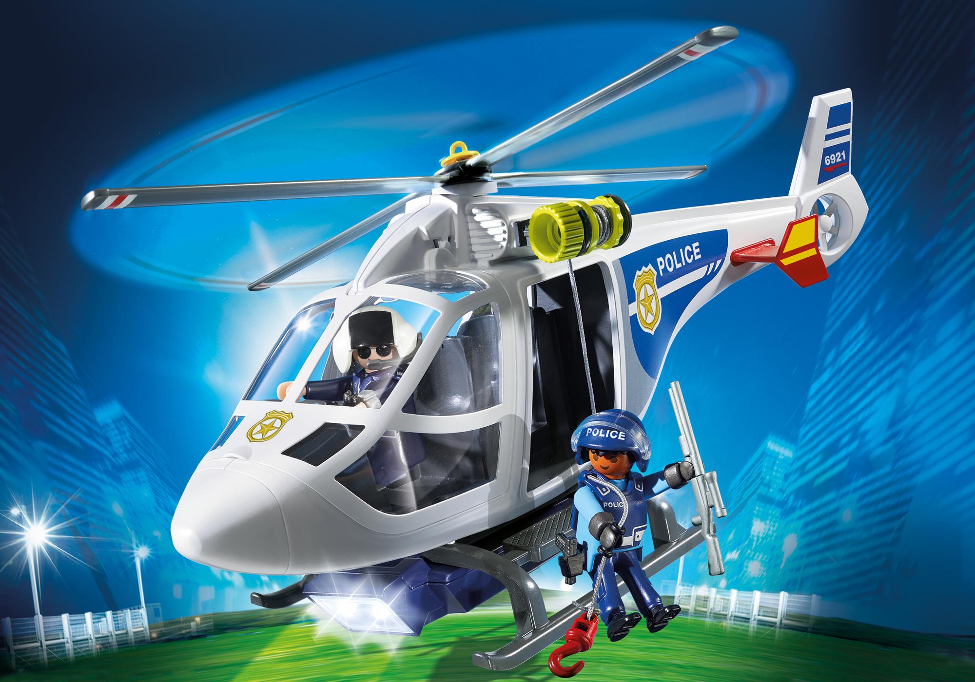 hélicoptère de police avec projecteur playmobil
