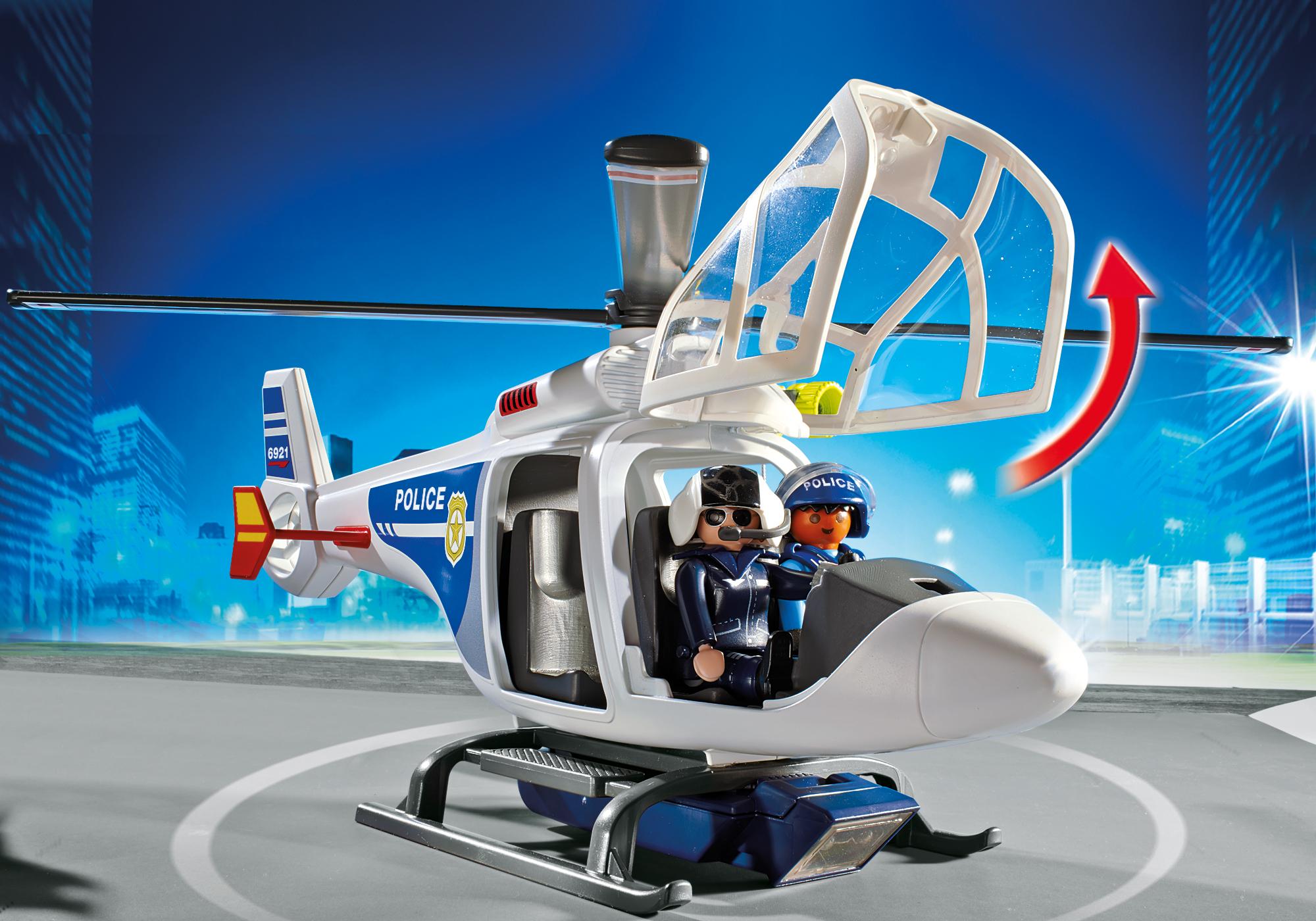 hélicoptère de police avec projecteur playmobil