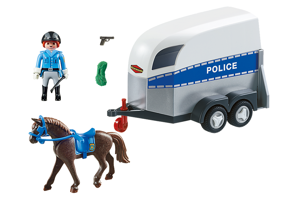 6922 Policière avec cheval et remorque detail image 3