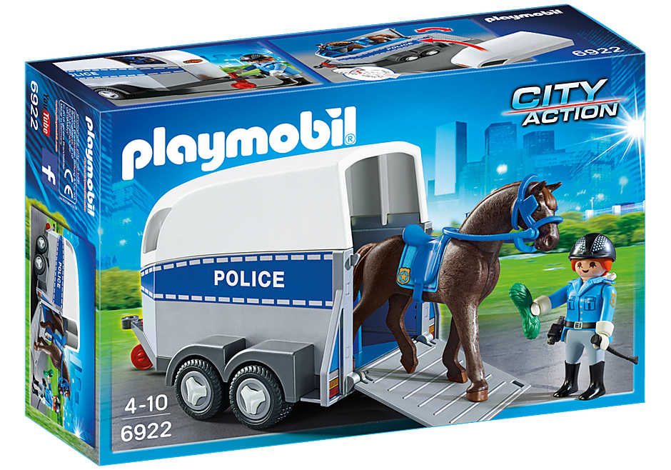 6922 Policière avec cheval et remorque detail image 2