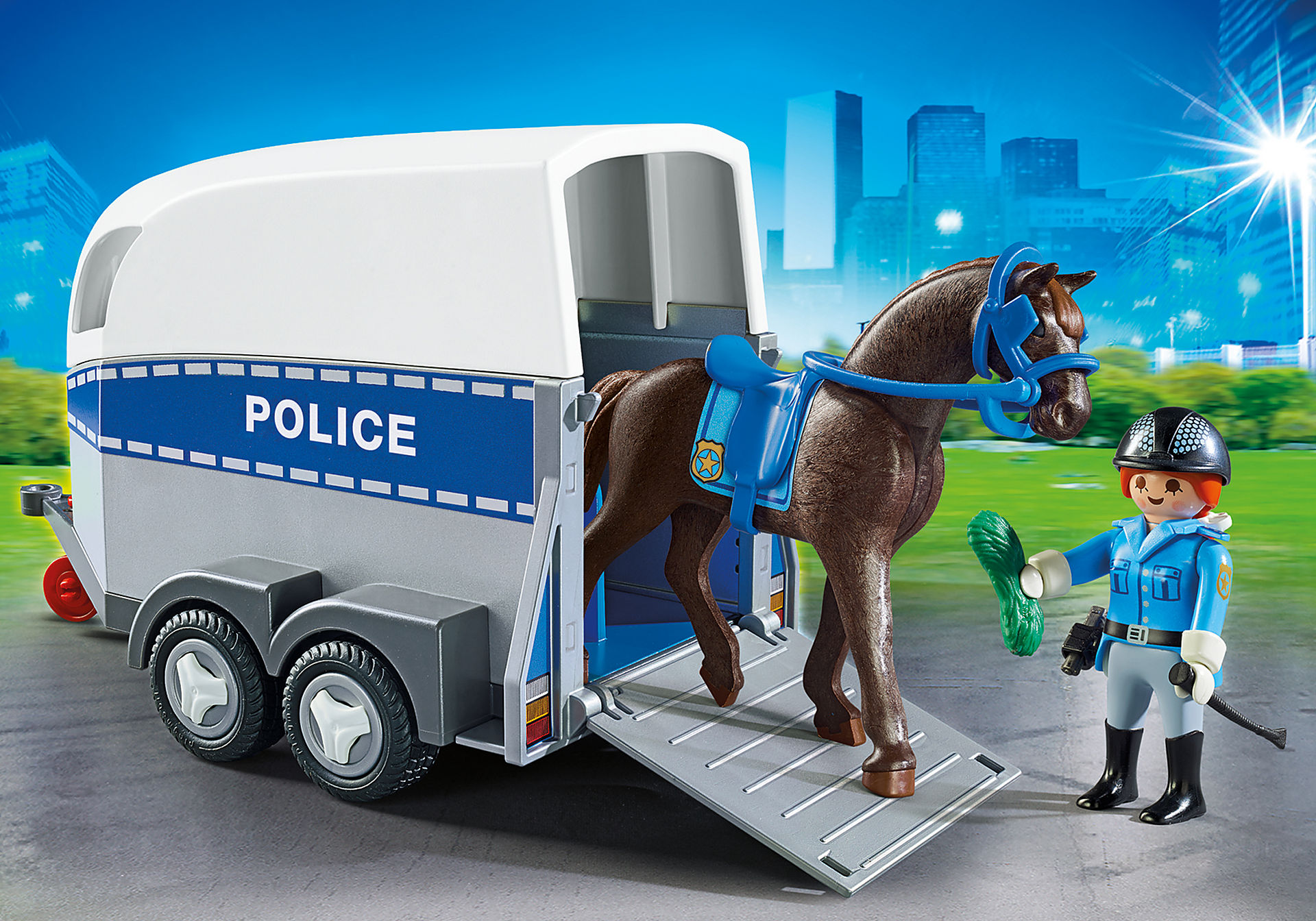 Policiere Avec Cheval Et Remorque 6922 Policiere Avec Cheval Et Remorque 6922