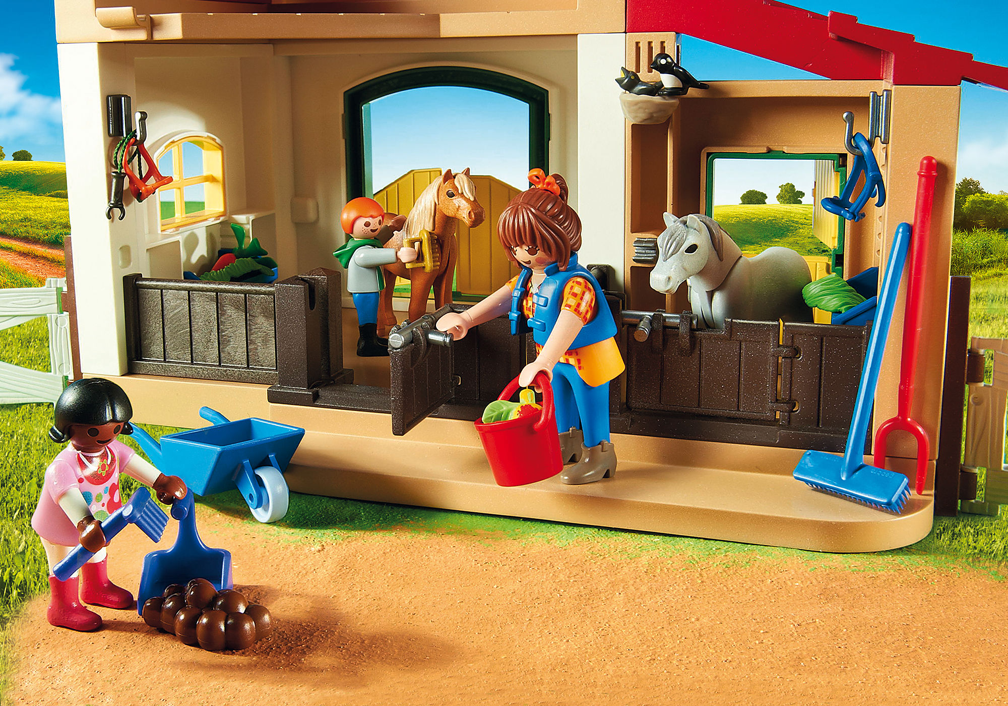 Playmobil FARM STABLE COUNTRY HORSE DRAWN CARRIAGE & FIGURES Set