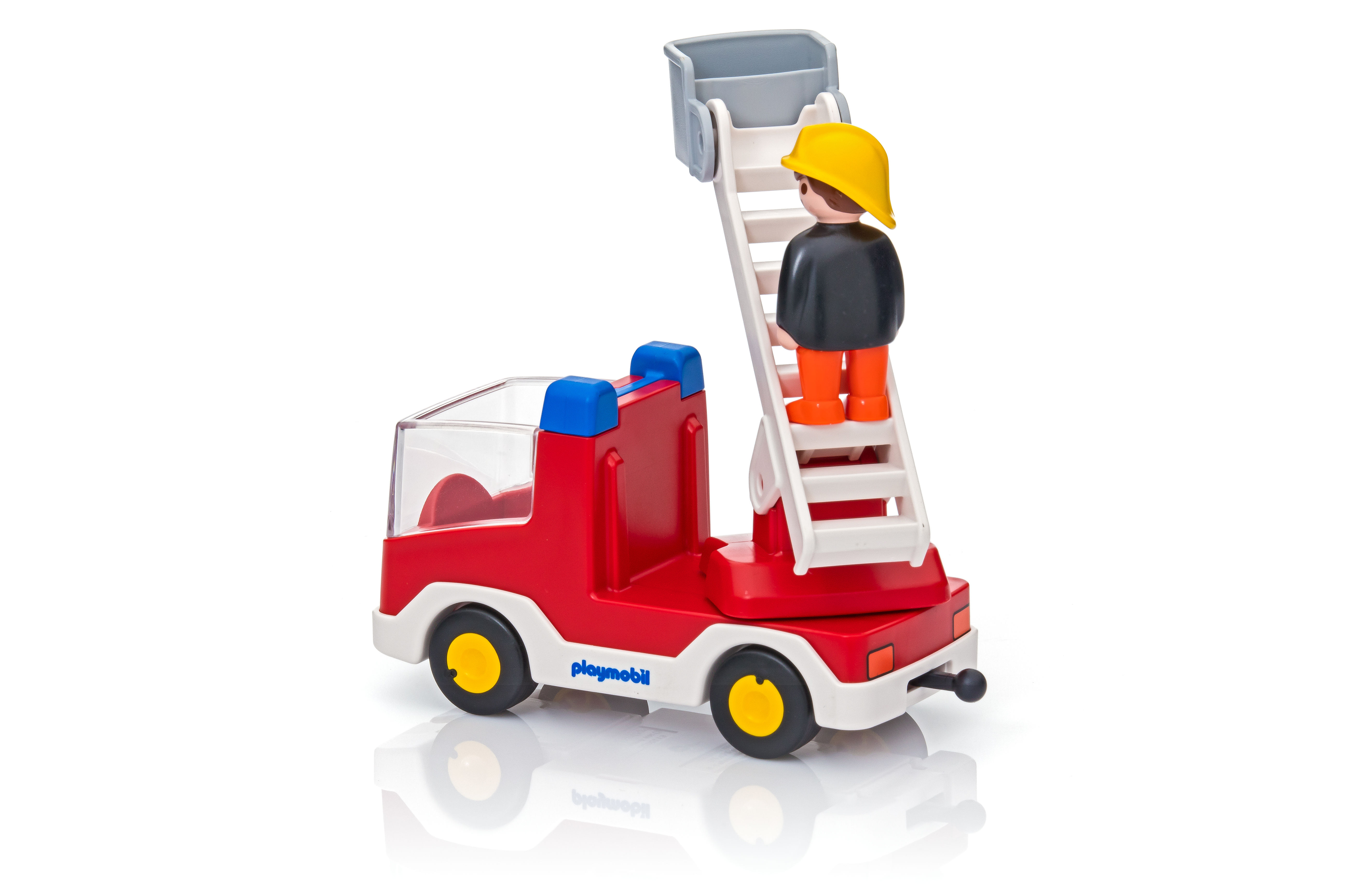 Playmobil 1.2.3. - 6967 - Camion de pompier avec échelle pivotante :  : Jeux et Jouets
