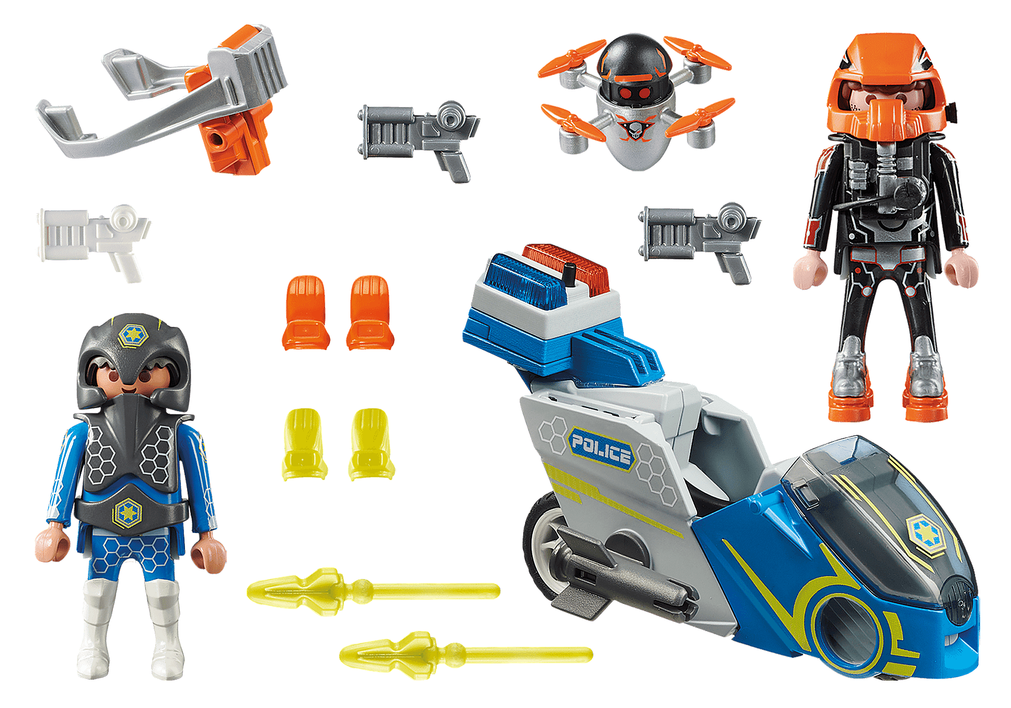 Playmobil - 70080 - Duo figurines - Policier de l'espace et robot