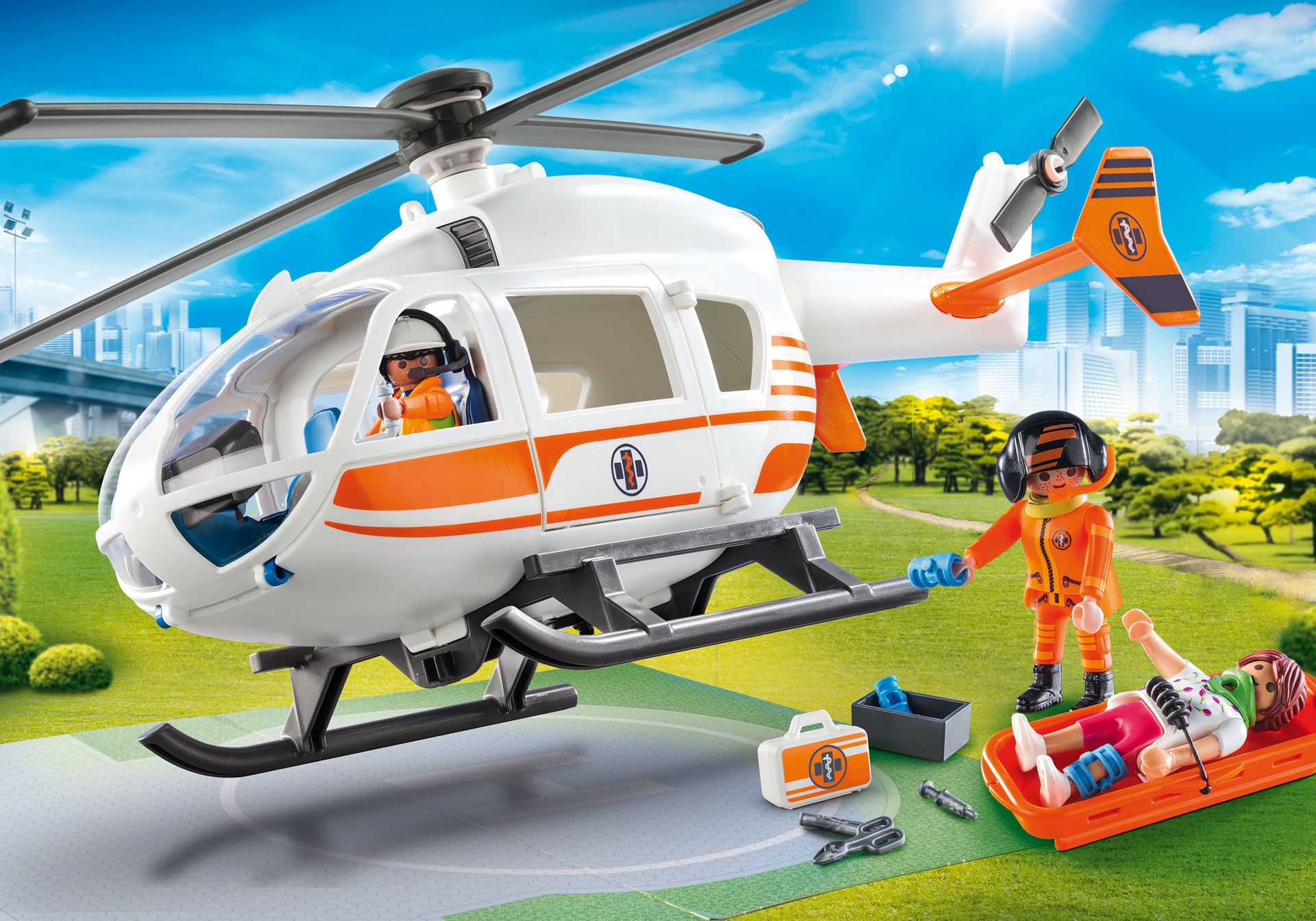 Playmobi FIGUR Mann PILOT Sanitäter 3845 Hubschrauber Air Rescue Ersatzteil