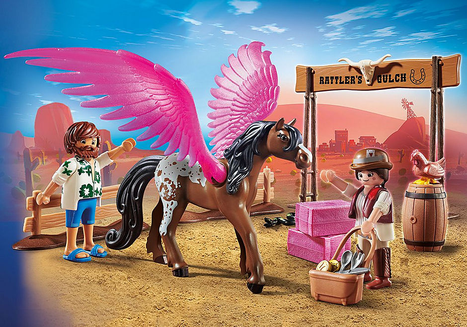 70074 PLAYMOBIL:THE MOVIE Marla and Del with Flying Horse detail image 1