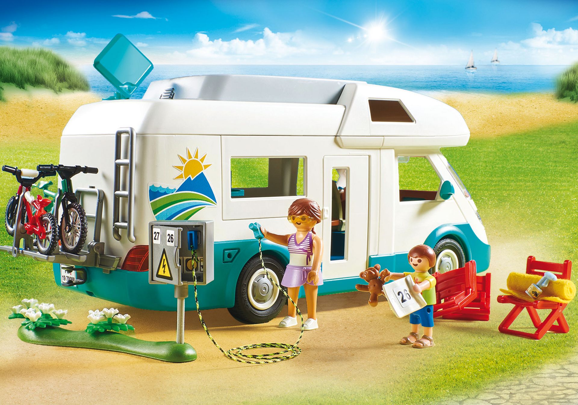 PLAYMOBIL Summer Fun Family With Camper 6671 for sale online 
