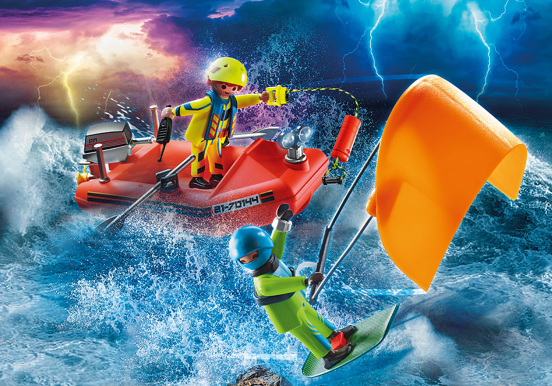 70144 Kitesurfer Rescue with Speedboat zoom image1