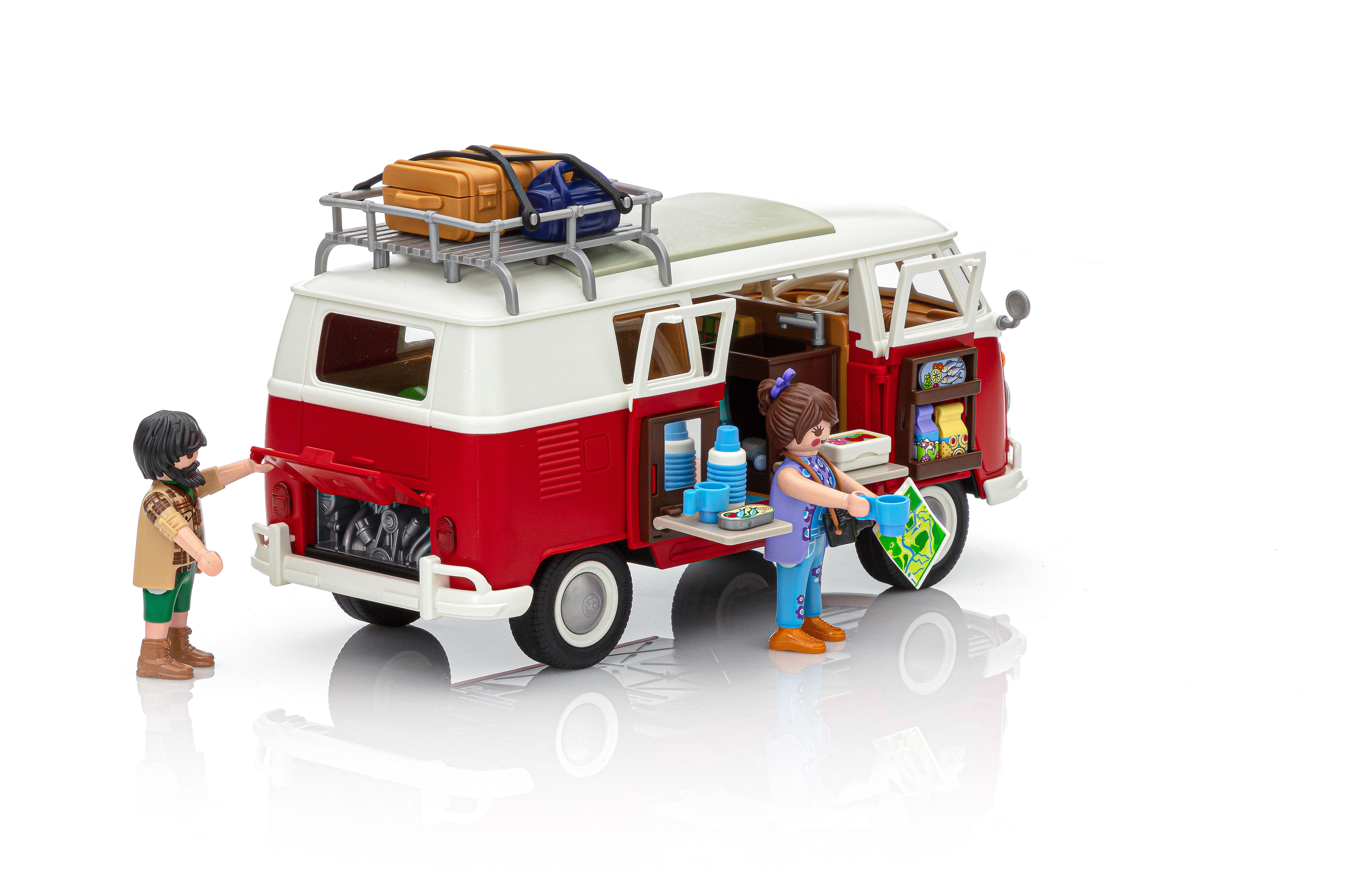 Playmobil 70176 Volkswagen T1 Combi - Le Mythique Camping-Car - Icône de  Route - Entièrement équipé - Toit Amovible - avec Deux Personnages - Dès 5