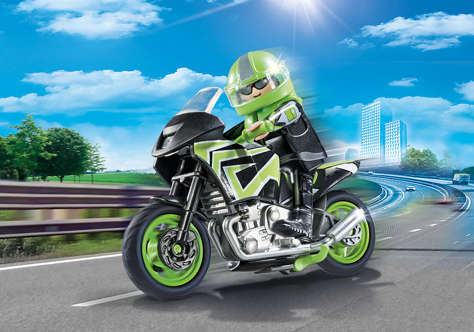 70204 Moto com motociclista zoom image1