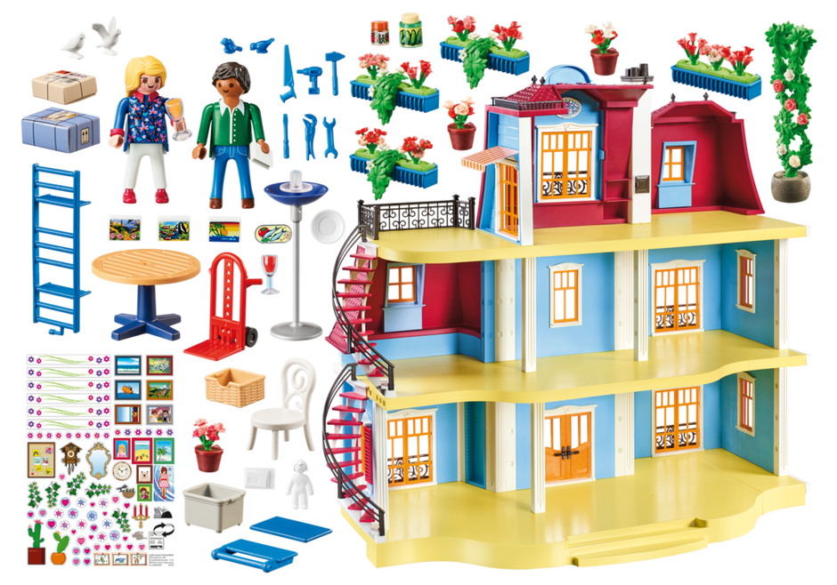 PLAYMOBIL Dollhouse 70205 Mein Großes Puppenhaus Mit funktionsfähiger Türklinge 