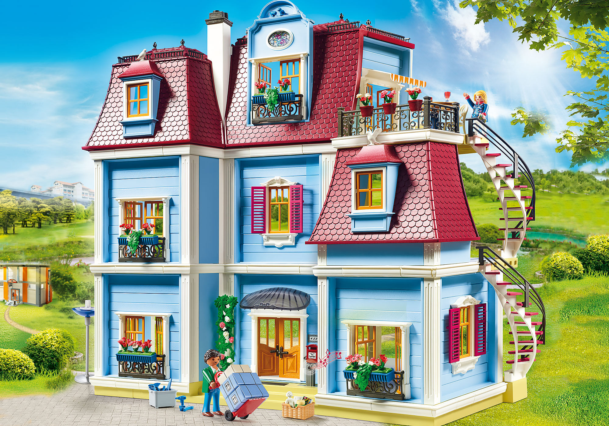 Playmobil 70210 Chambre de bébé - Dollhouse - avec Deux Personnages, lit  bébé, Table à Langer, Lampe sur Pied, Fauteuil à Bascule et des Accessoires  - pour aménager la Grande Maison 
