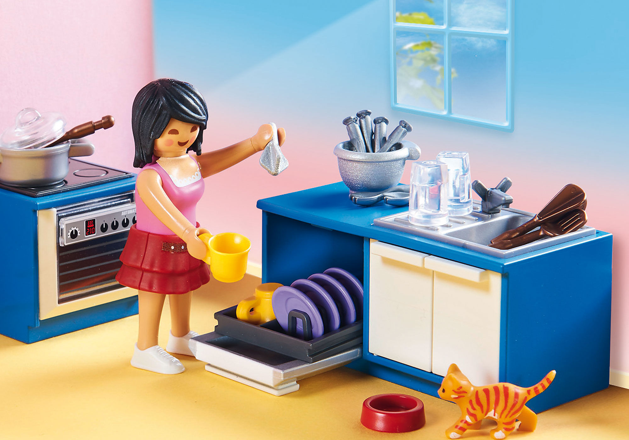 Playmobil 70206 Dollhouse : Cuisine familiale - Jeux et jouets