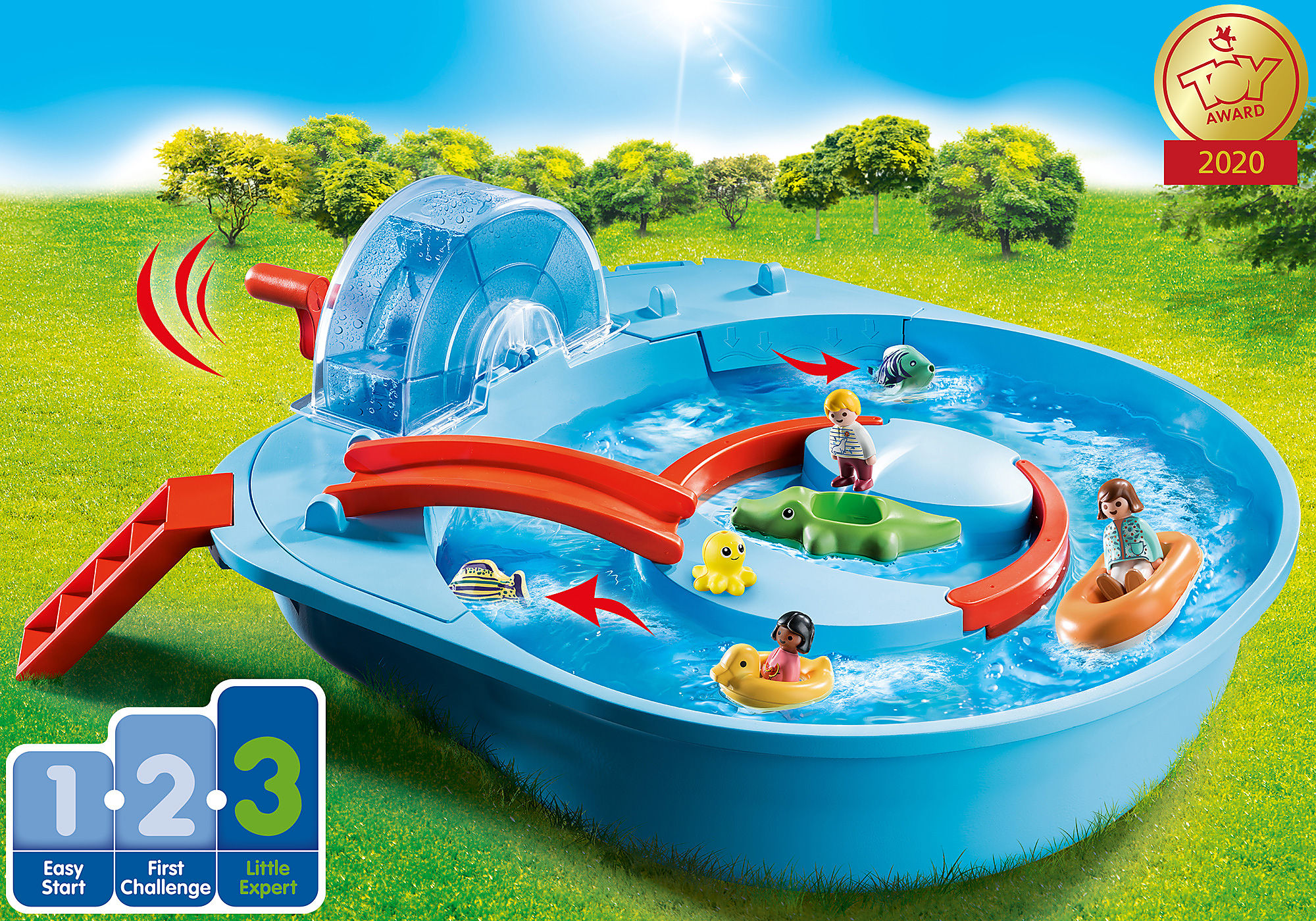Promo Playmobil 1.2.3 aqua 70637 grand toboggan aquatique et