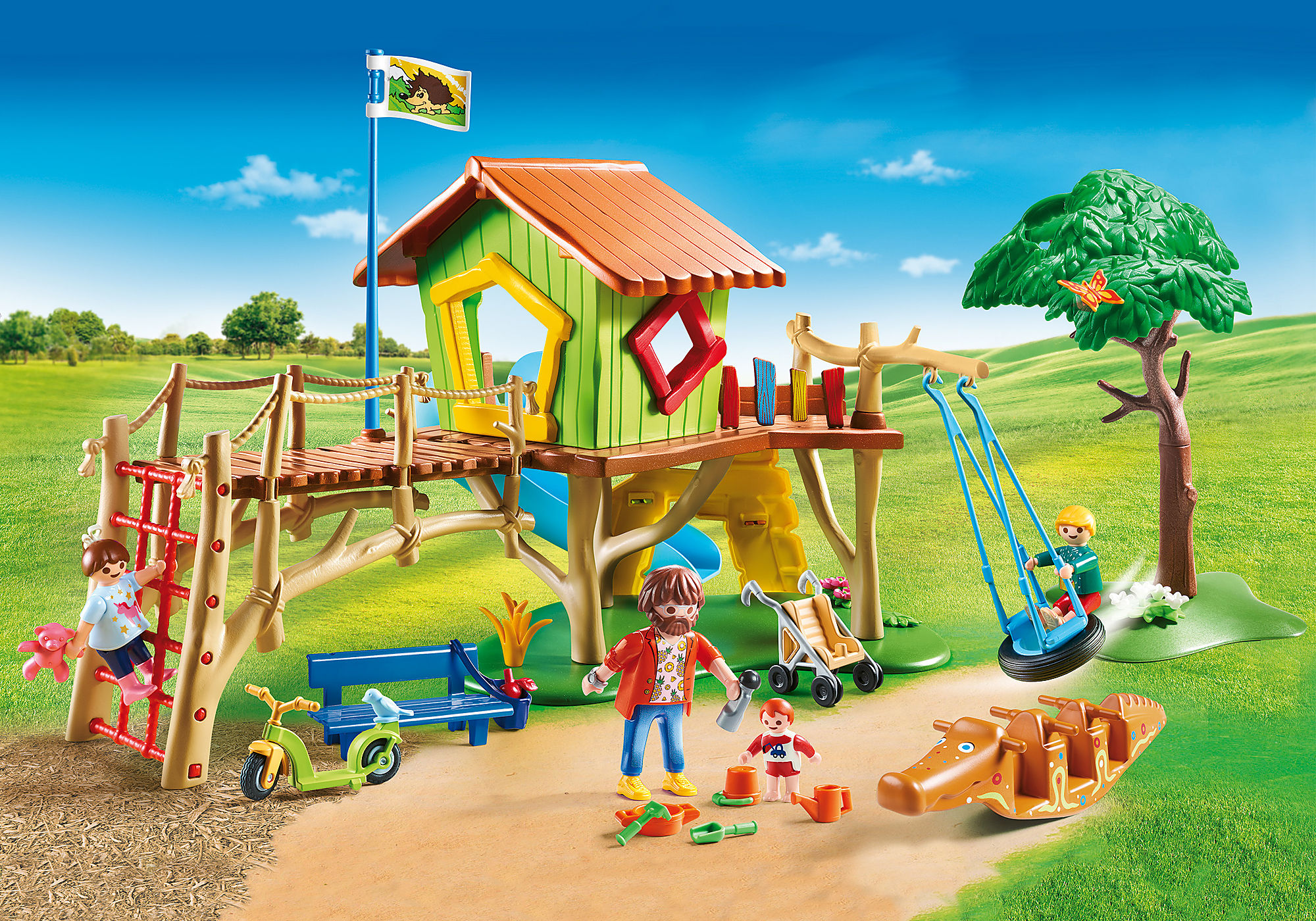 PLAYMOBIL : parc enfants - aire de jeux - 5 personnages