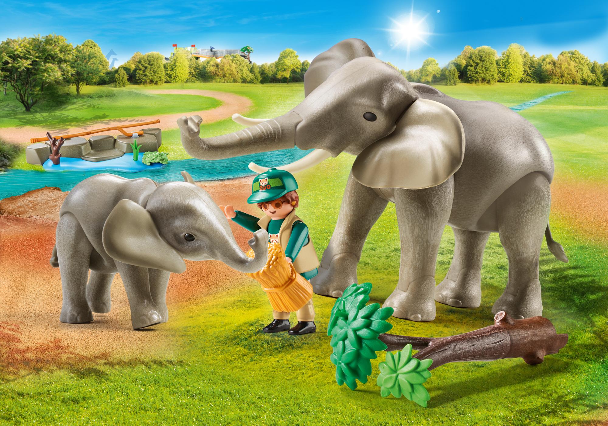 70324 El&eacute;phants et soigneur 