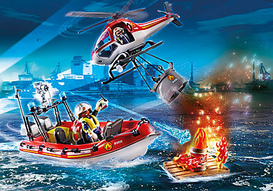 70335 Brigade de pompiers avec bateau et hélicoptère 