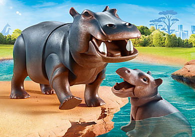 70354 Hippopotame et son petit