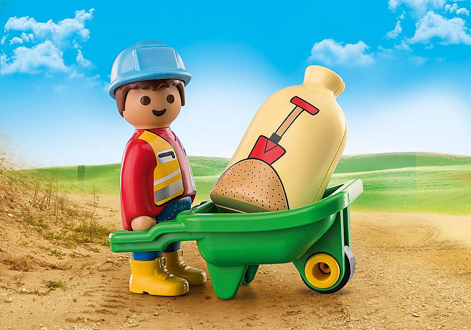 70409 Construction Worker with Wheelbarrow detail image 1