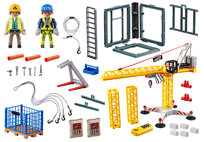 Domina a grua RC da PLAYMOBIL na construção