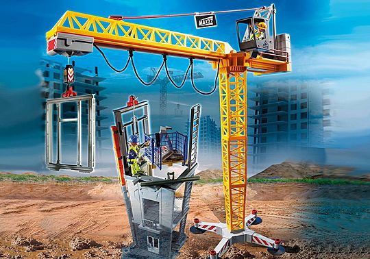 Grue radio-commandée avec mur de construction Grue radio-commandée avec mur de construction