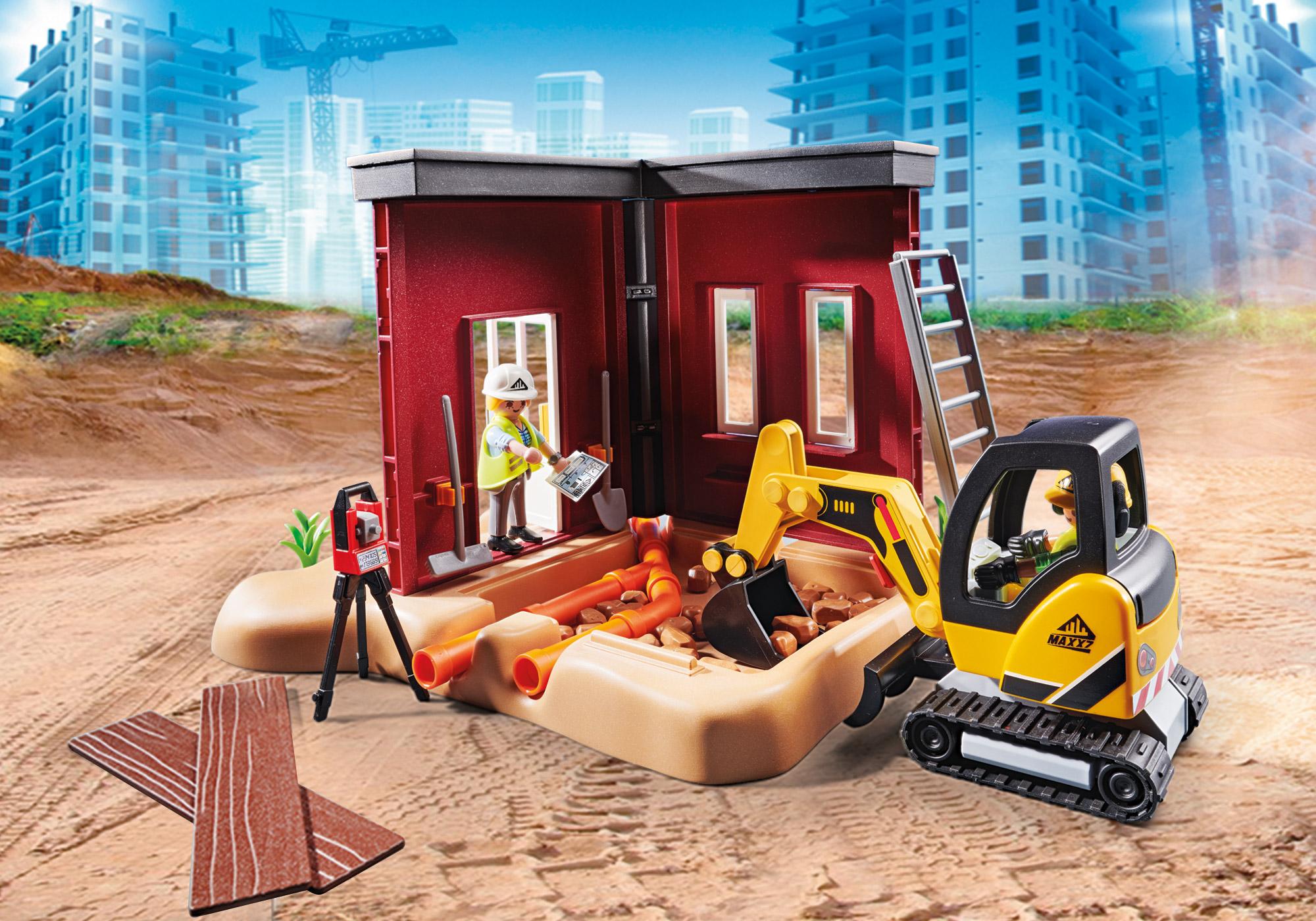playmobil mini excavator with building section
