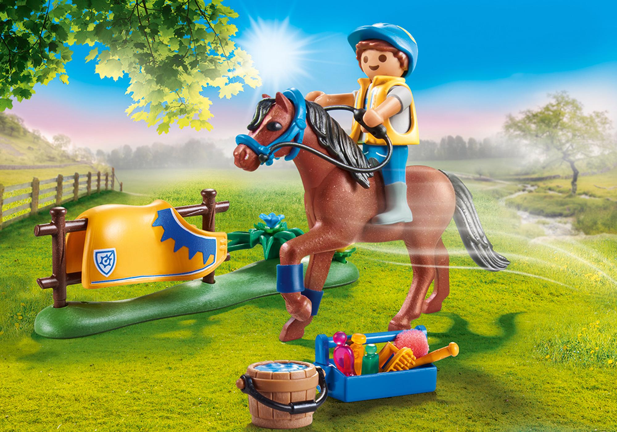 70523 Cavalier avec poney brun