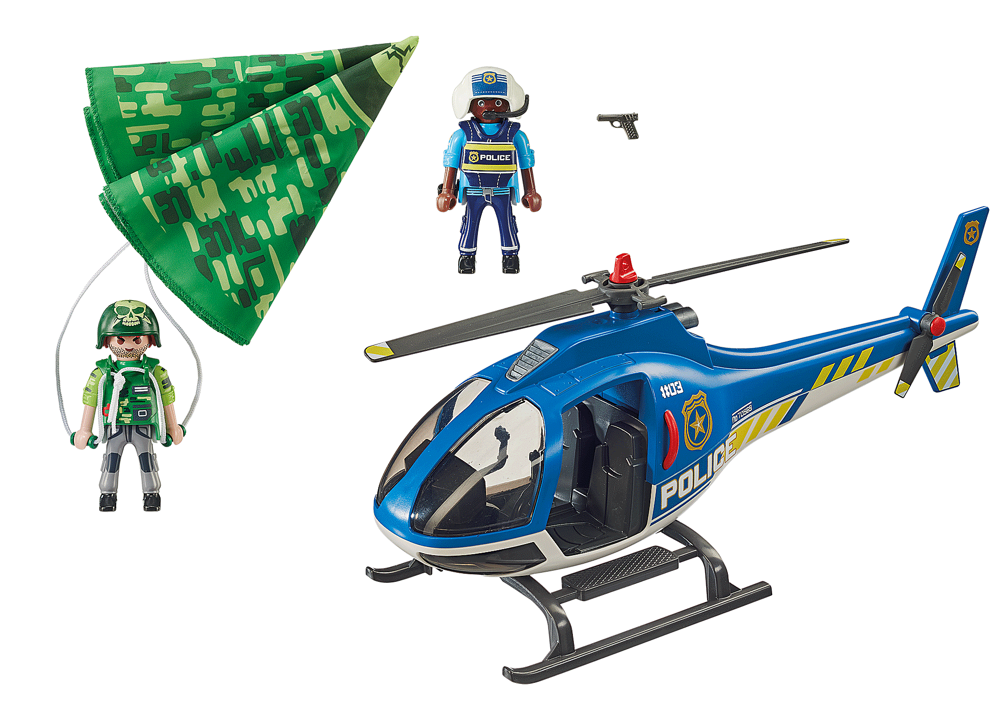 Hélicoptère de police et parachutiste - 70569