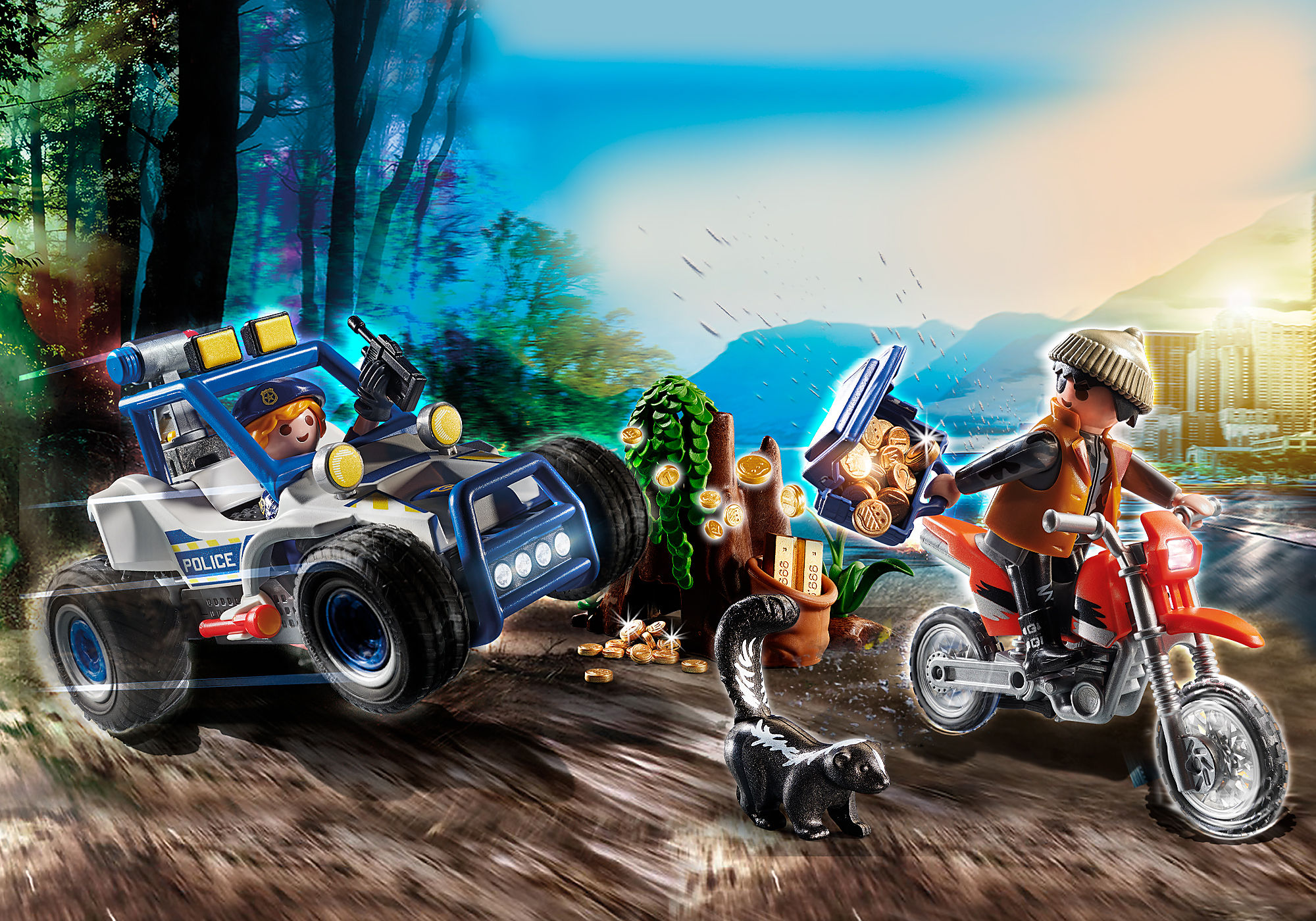Playmobil City Action Moto de Policía: Persecución del Ladrón del