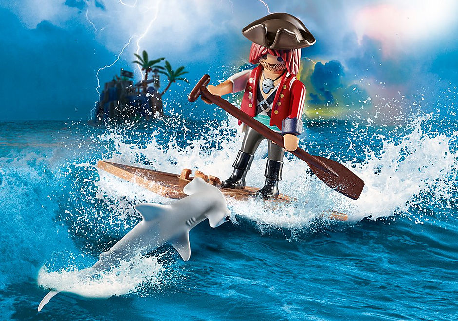 70598 Pirata com jangada e tubarão martelo detail image 1