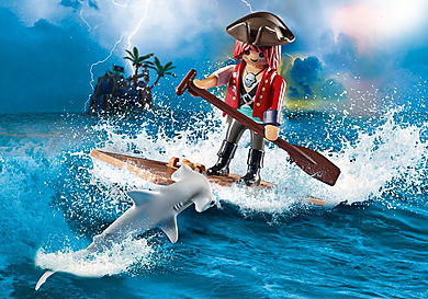 70598 Pirata com jangada e tubarão martelo