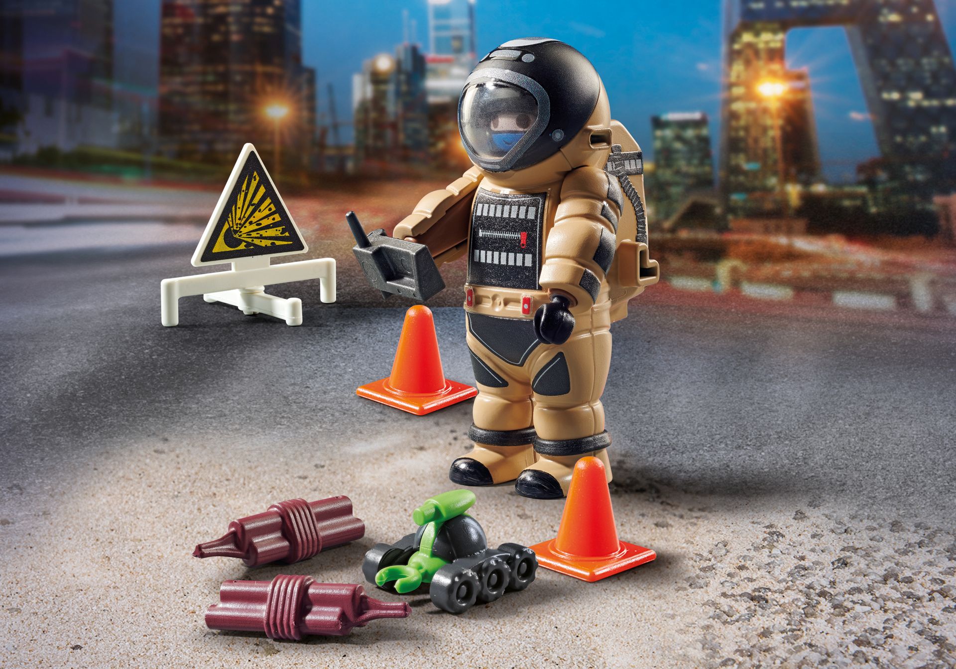 Playmobil FigurenPolizeiSprengstoffexperteEntschärfer mit Schutzanzug 