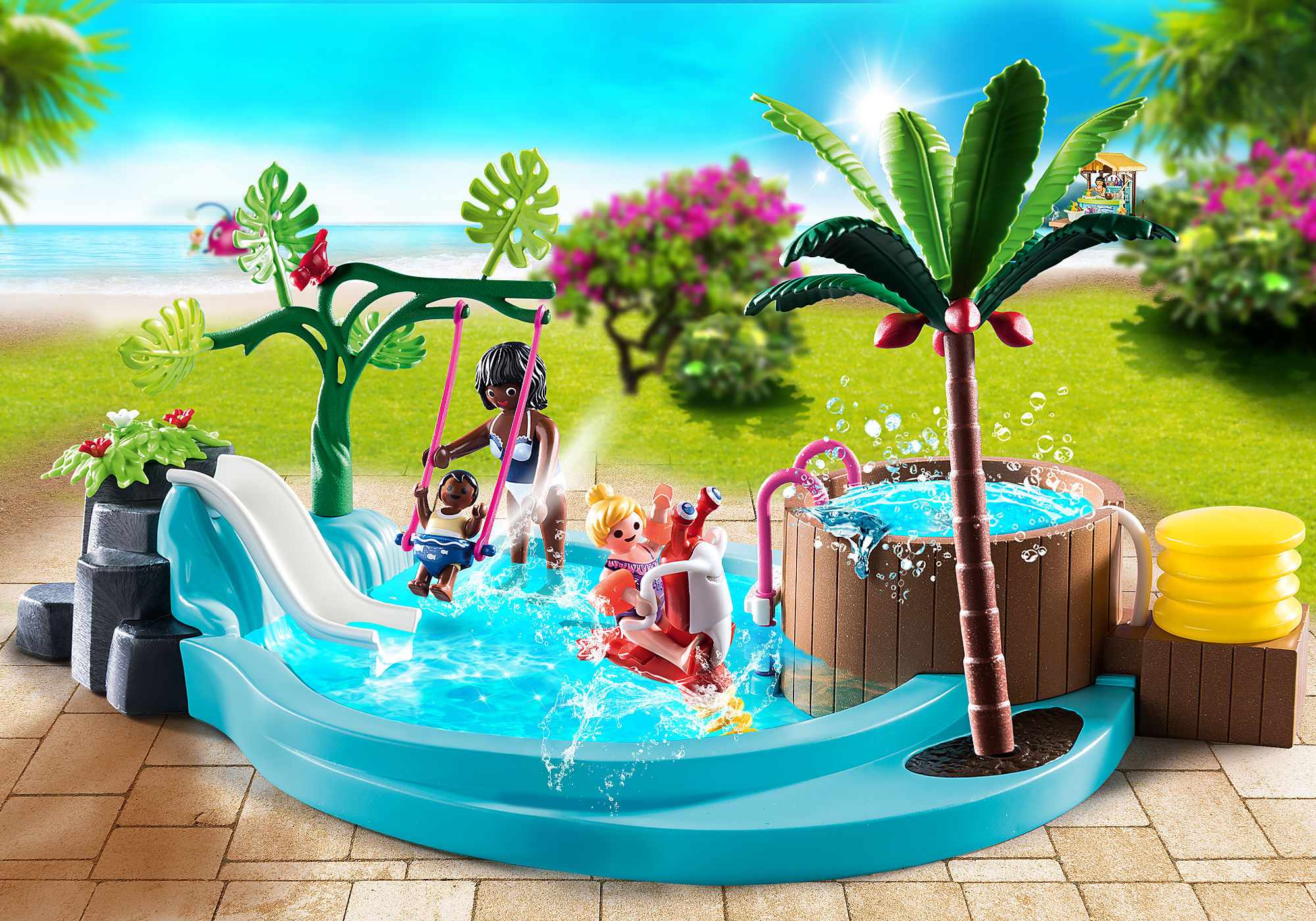 Gooey over voering Kinderzwembad met whirlpool - 70611 | PLAYMOBIL®