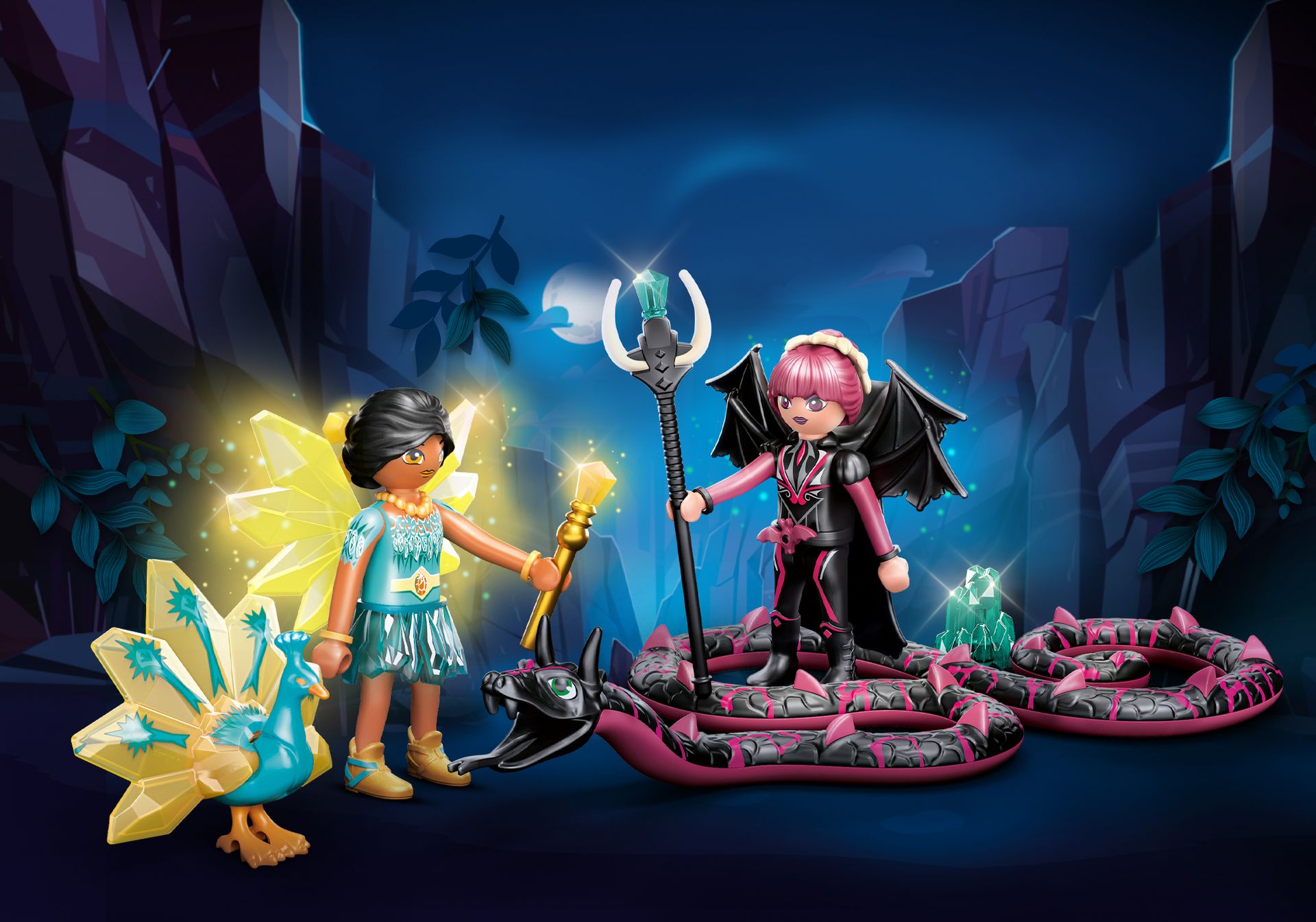 PLAYMOBIL Adventures of Ayuma 70803 Crystal Fairy und Bat Fairy mit Seelentieren Ab 7 Jahren