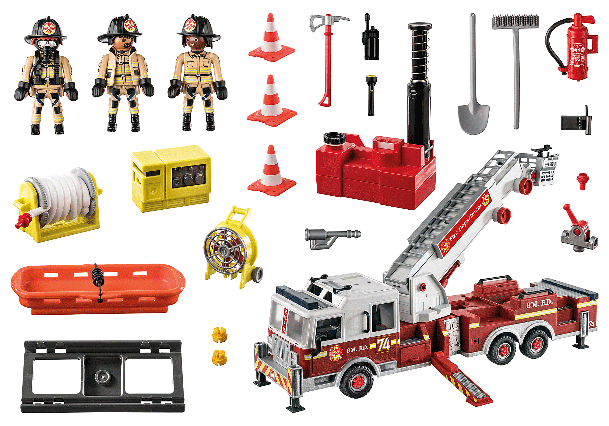 Poging Wanten Soms soms Brandweerwagen: US Tower Ladder - 70935 | PLAYMOBIL®