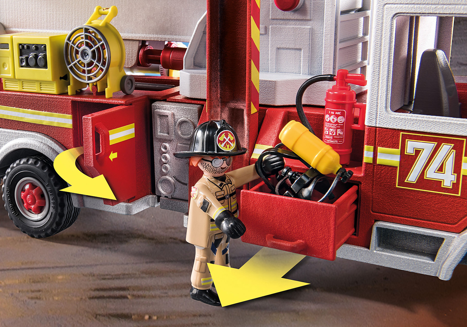 Camion Pompier Playmobil City Action Camion de pompiers avec échelle - 70935 | PLAYMOBIL®