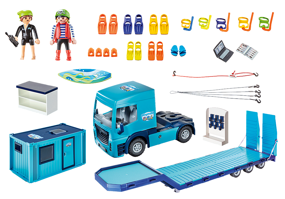 70959 PLAYMOBIL FunPark Flat Bed Truck with Container detail image 3