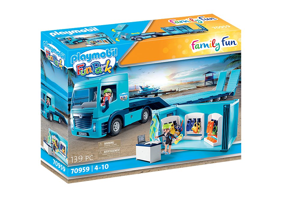 70959 PLAYMOBIL FunPark Flat Bed Truck with Container detail image 2
