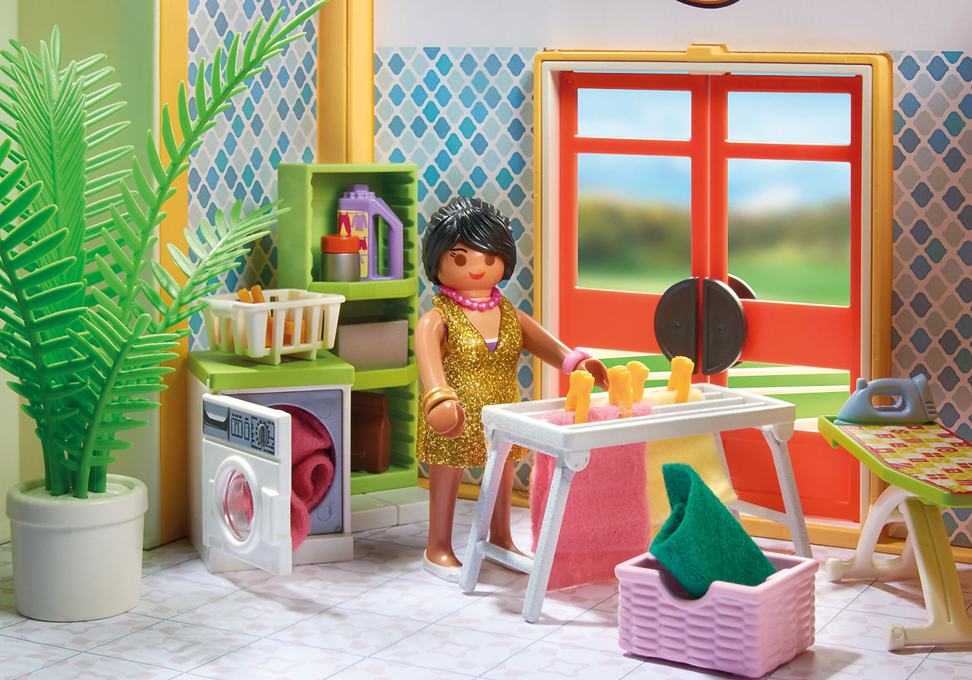 a playmobil set with a mid - century modern house, Stable Diffusion