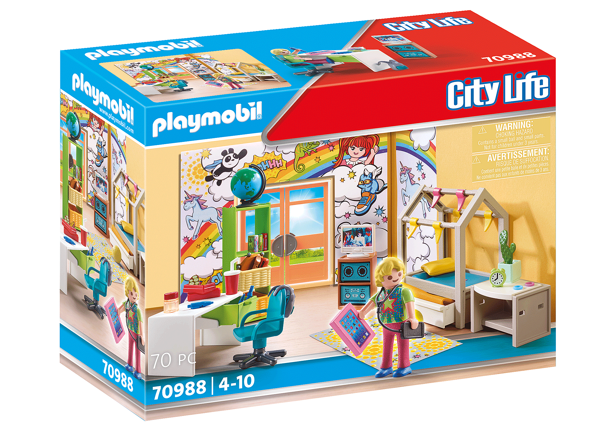 Playmobil 70988 Chambre d'adolescent - City Life - avec Un Personnage, Un  Bureau avec Une Chaise, Un Globe terrestre et