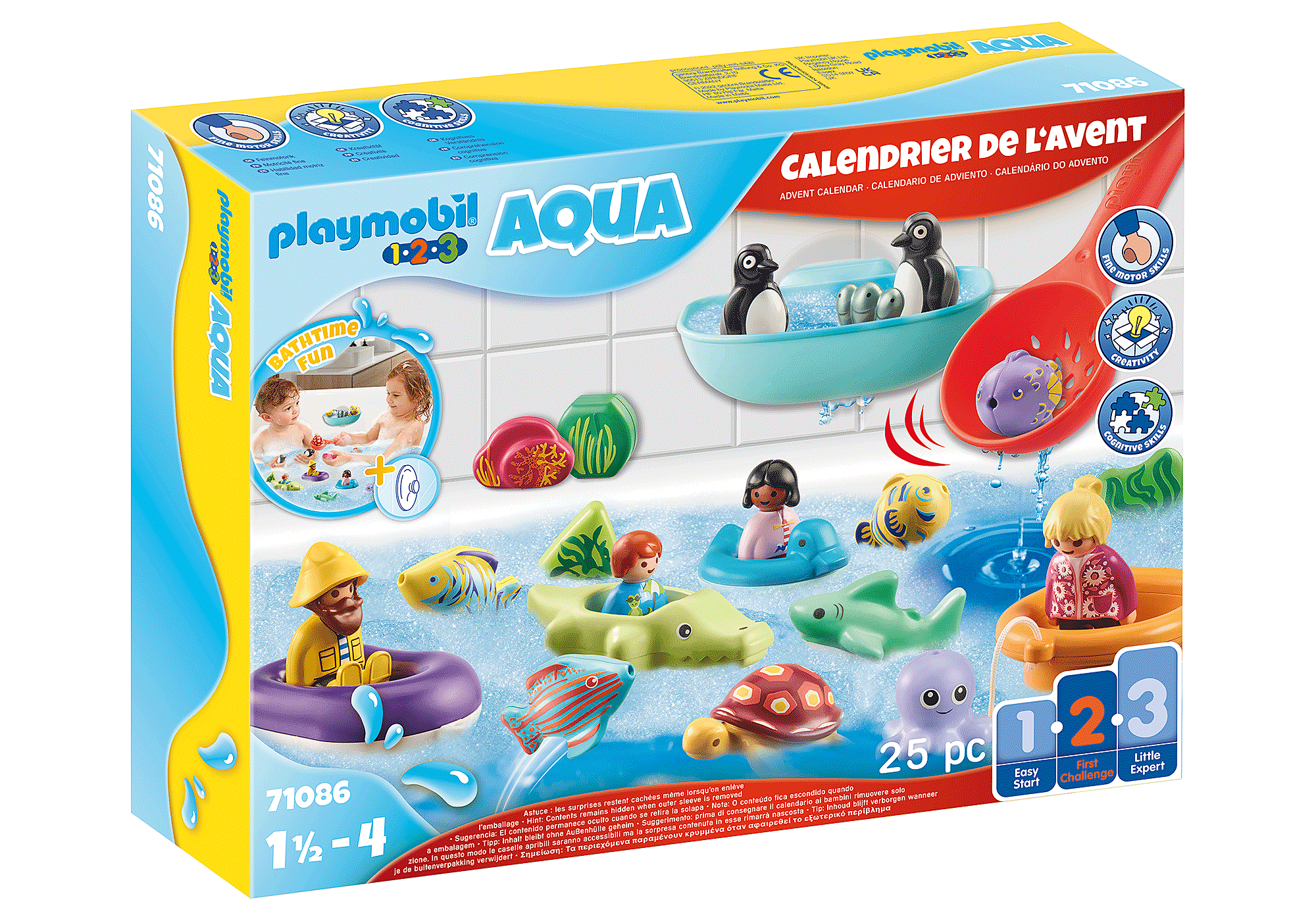 Calendrier de l'Avent Playmobil 1.2.3 - Crèche - 24 accessoires et  personnages - Pour enfant de 2 ans et plus