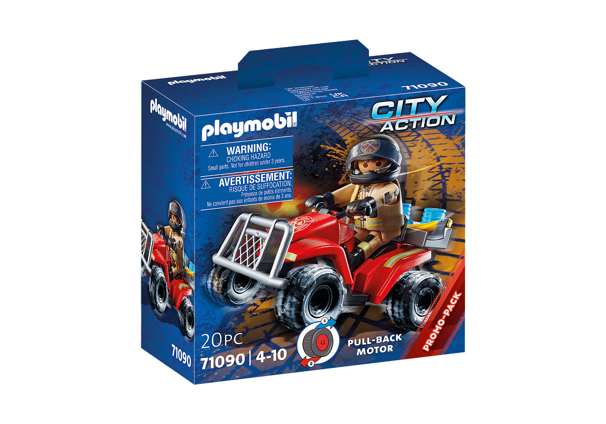 Playmobil 71090 Pompier et Quad - City Action - avec Un Personnage, Un Quad  avec Moteur à rétro-Friction et Divers Accessoires - Intervention